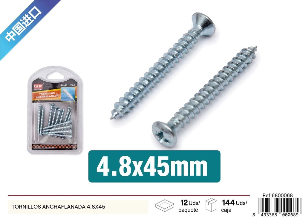 Tornillos de cabeza plana 4.8x45 mm - Ferretería y herrajes