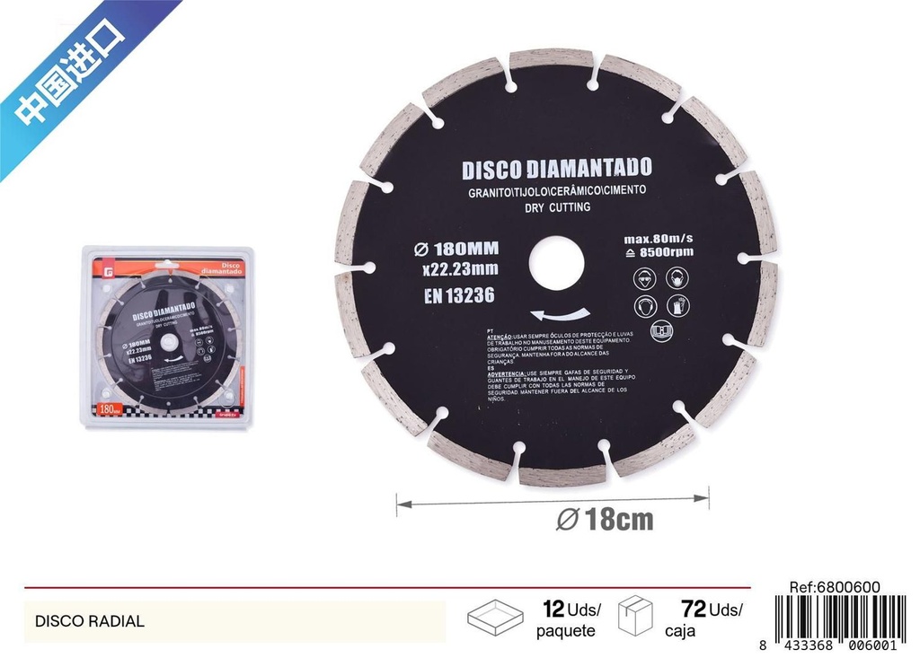 Disco radial 180 seco - Herramientas de corte