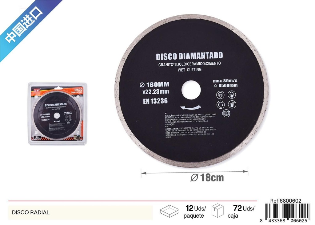 Disco radial para corte y desbaste en bricolaje