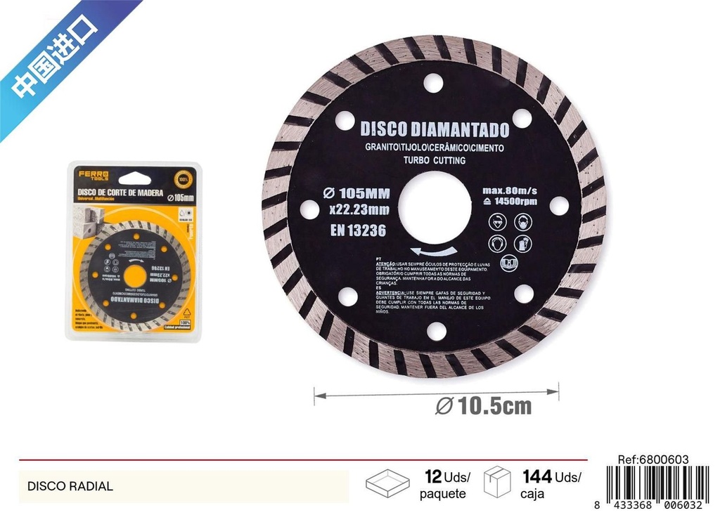 Disco radial para corte y lijado