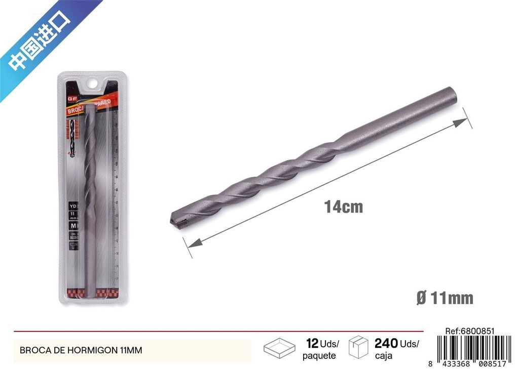 Broca de hormigón 11mm - Herramientas de ferretería