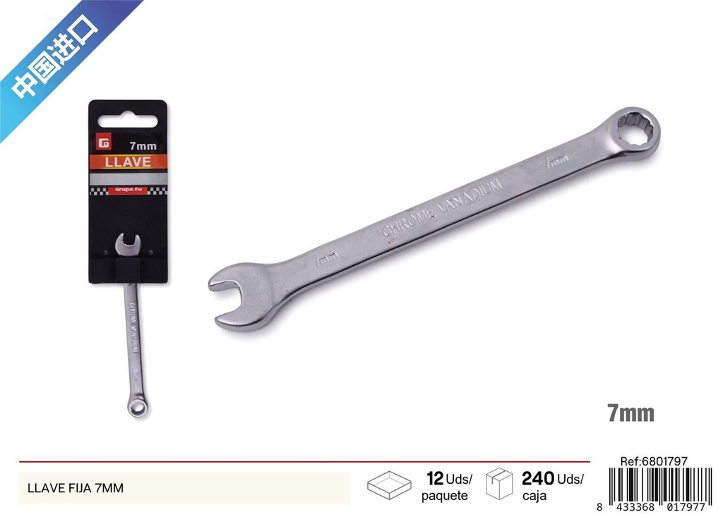 Llave fija 7mm para bricolaje y reparaciones