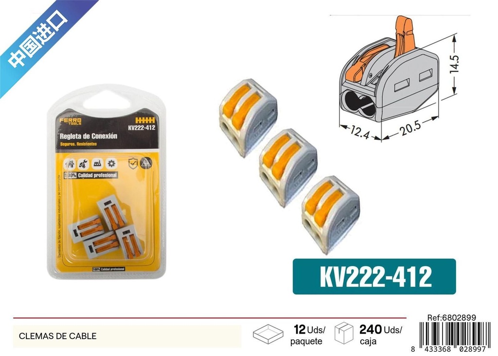 Clemas de cable para conexiones eléctricas 3pcs