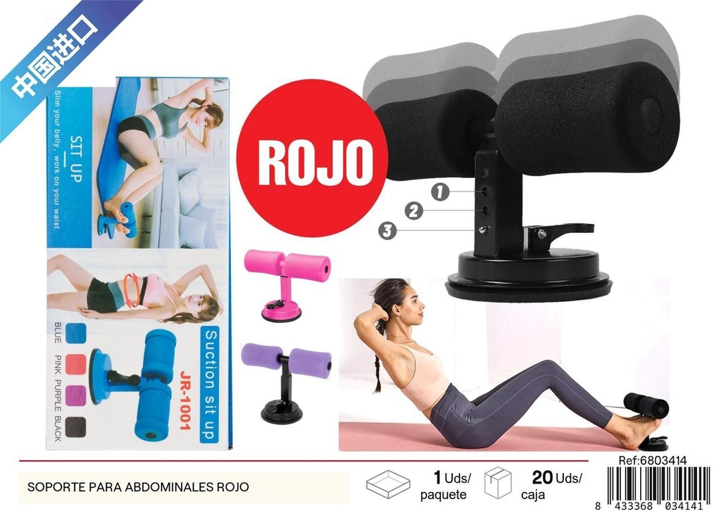 Soporte para abdominales rojo para fitness y entrenamiento