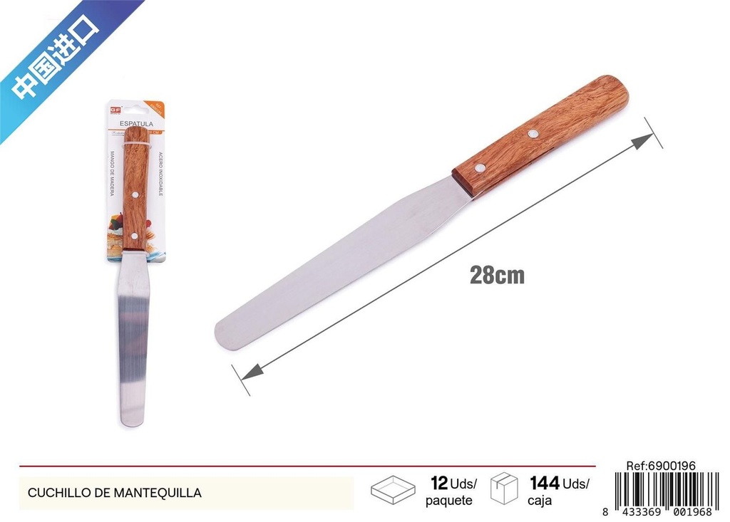 Cuchillo de mantequilla con mango de madera 28 cm - Utensilios de cocina