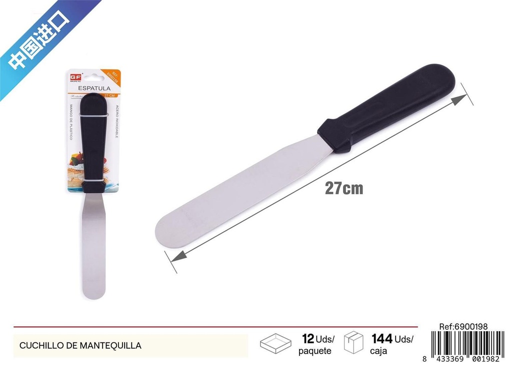 Cuchillo de mantequilla 27cm con mango plástico para cocina y untar