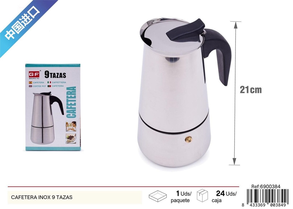 Cafetera inox 9 tazas para café recién hecho