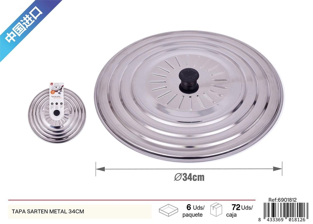 Tapa sartén metal 34cm para cocina