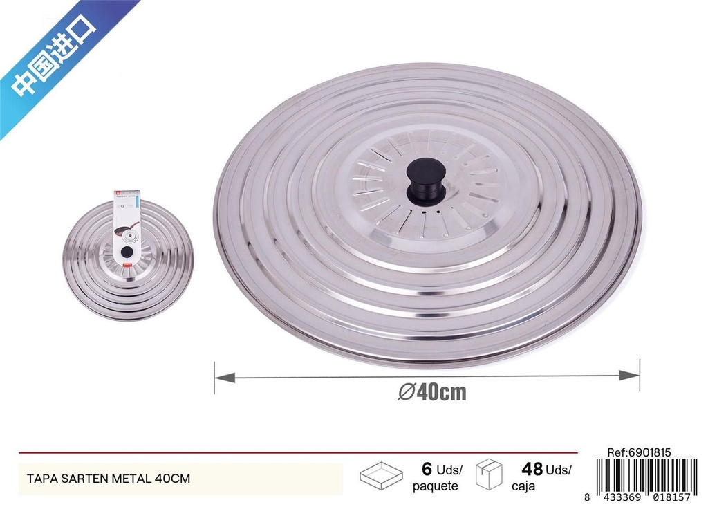 Tapa de sartén metálica 40cm para cocción y cocina