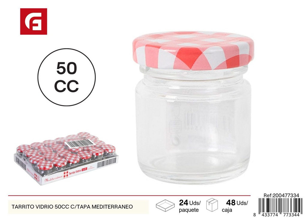 Envase de vidrio con tapa 50 cc Mediterráneo - Tarros y frascos