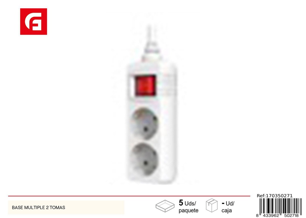 Base múltiple de 2 tomas color blanco - Suministros eléctricos y regletas