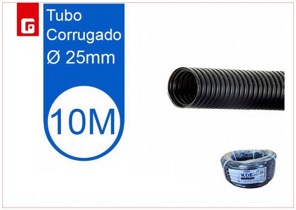 Tubo coarrugado negro 25mm 10m para instalaciones eléctricas