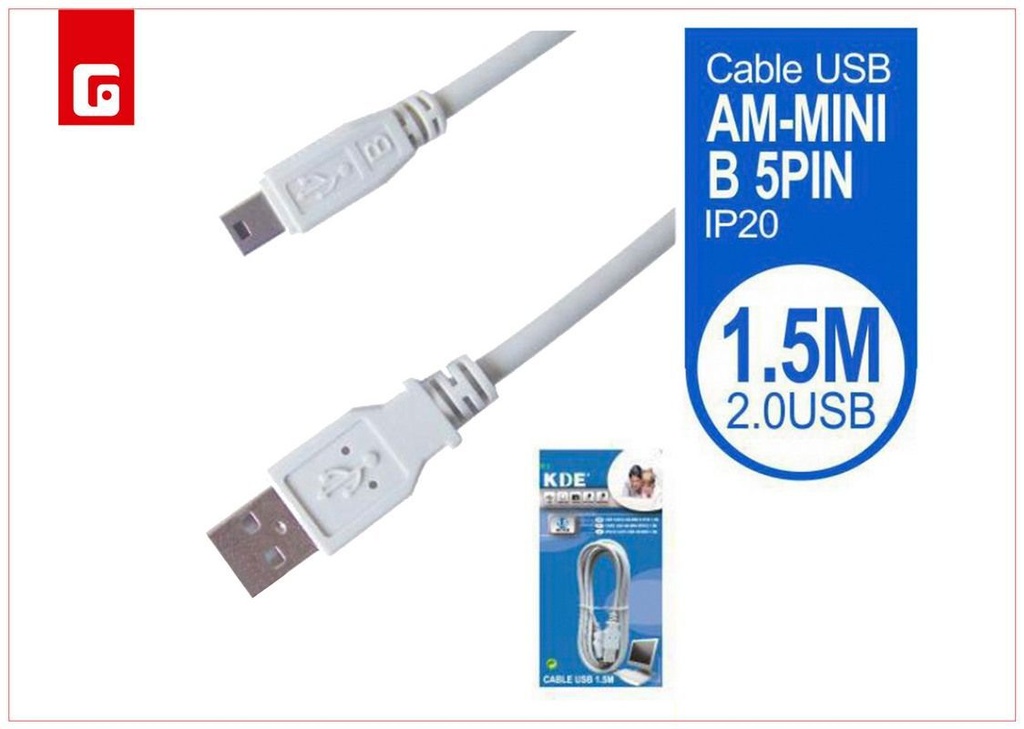 Cable USB 1.5m para dispositivos electrónicos