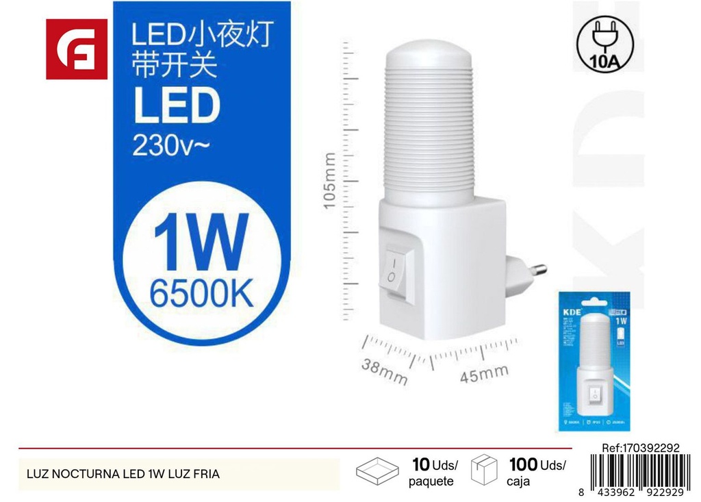 Luz nocturna LED 1W fría - Iluminación de interior