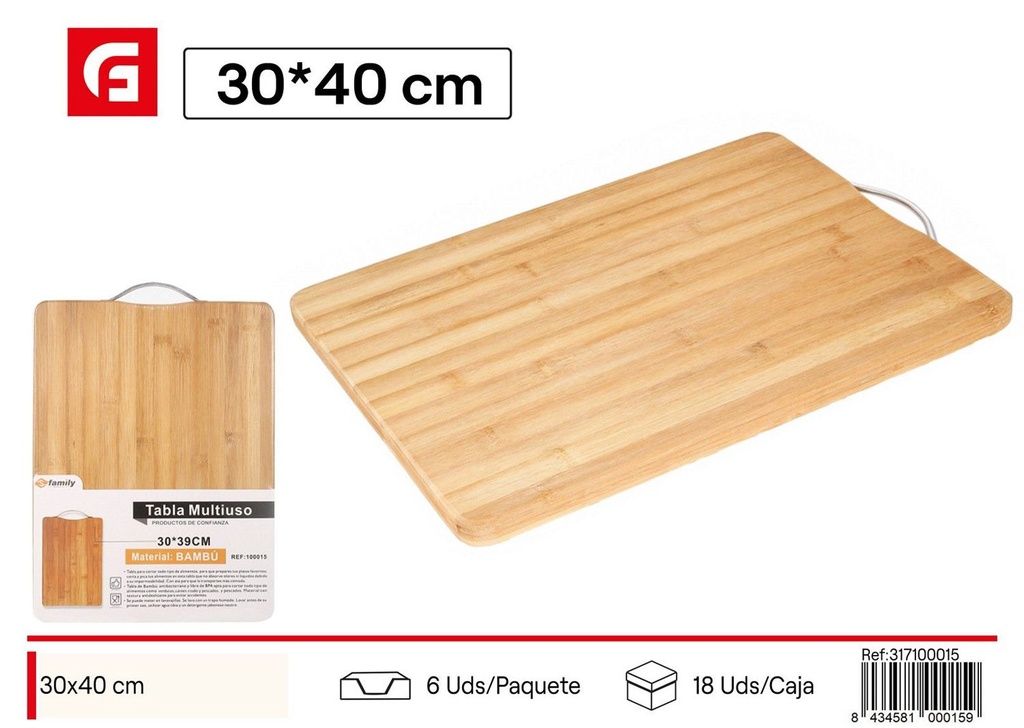 Tabla de cocina multiuso 30x40cm madera para cortar y preparar