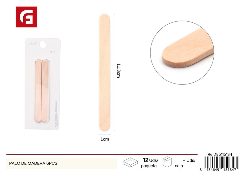 Palo de madera 6pcs - Materiales para manualidades