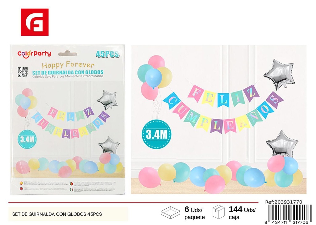 Set de guirnalda con globos 45 piezas - Decoraciones de fiesta