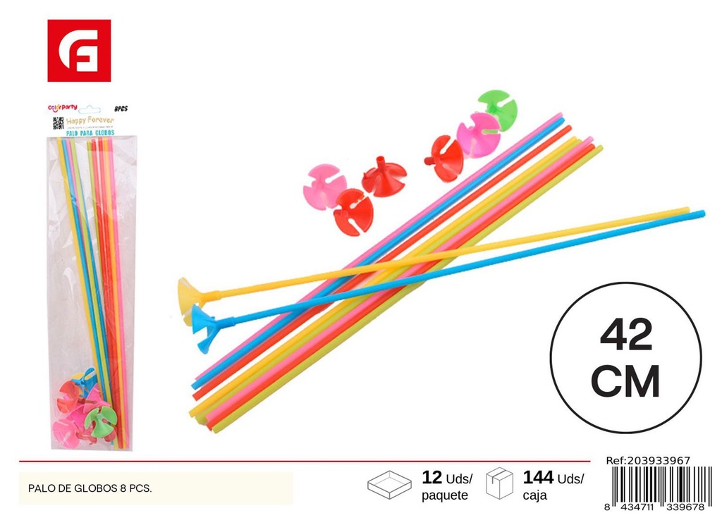 Palo de globos 8 pcs - Artículos de fiesta