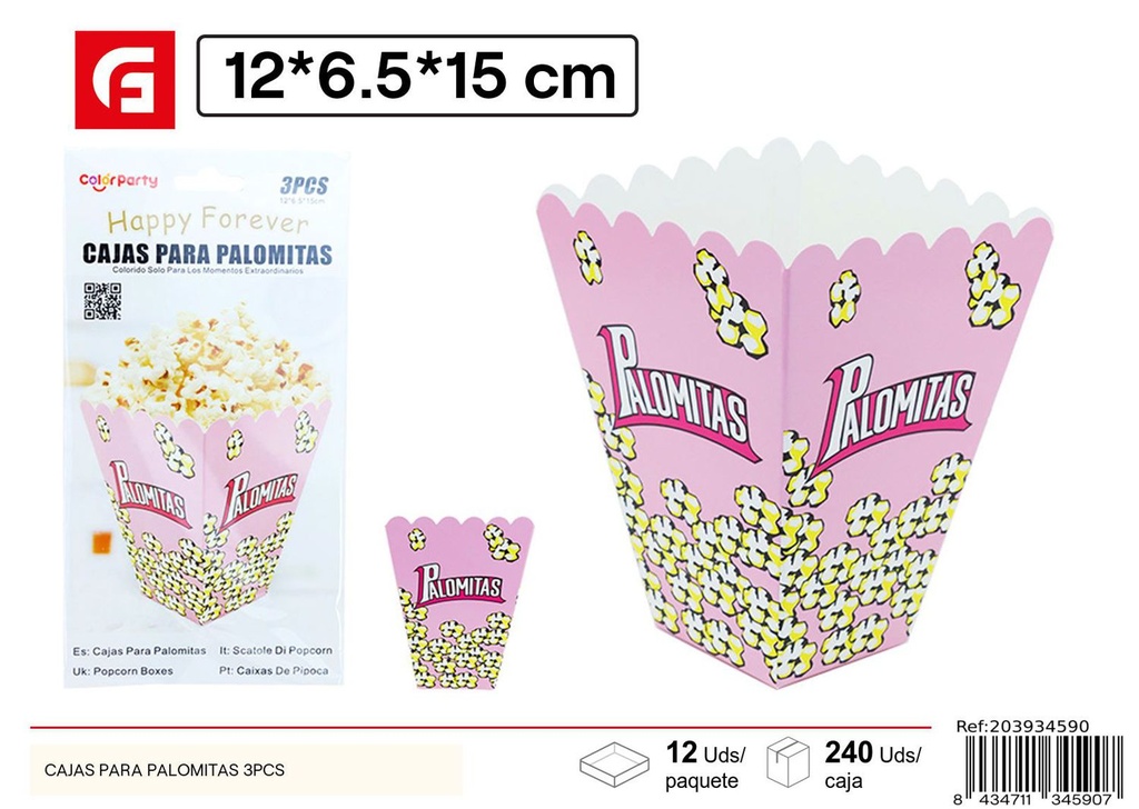 Cajas para palomitas 3 piezas