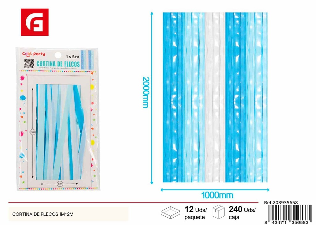 Cortina de flecos 1m x 2m - Decoración para fiestas