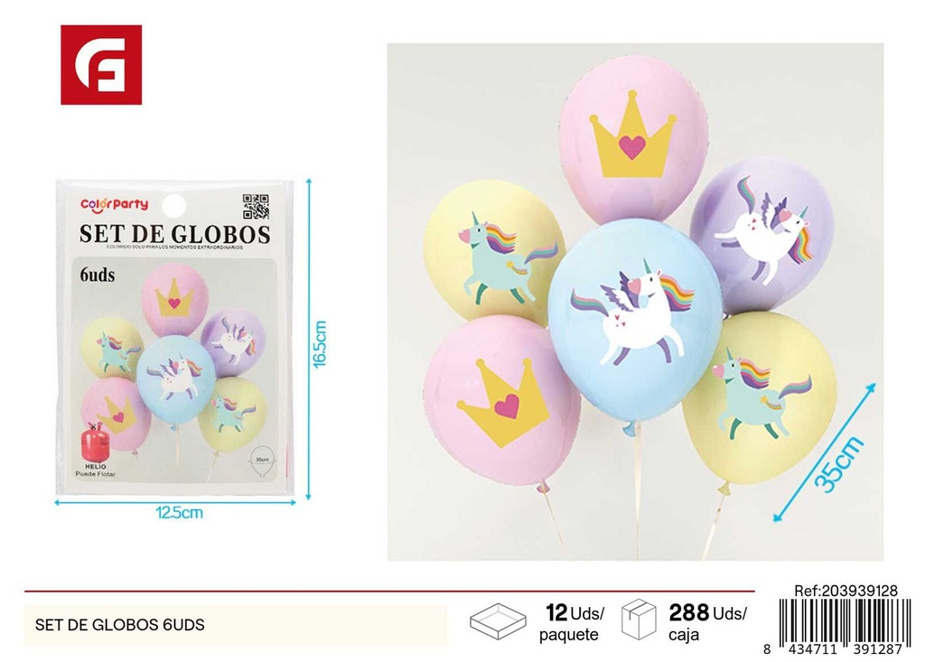 Set de globos 6 unidades - Artículos para fiestas 