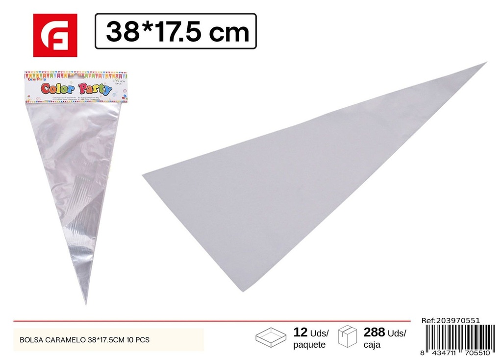 Bolsa de caramelos de 10 piezas de 38x17.5 cm - Suministros de fiesta y decoración