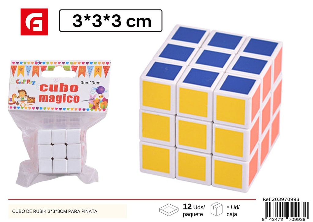 Cubo de Rubik 3*3*3cm para piñata y juegos