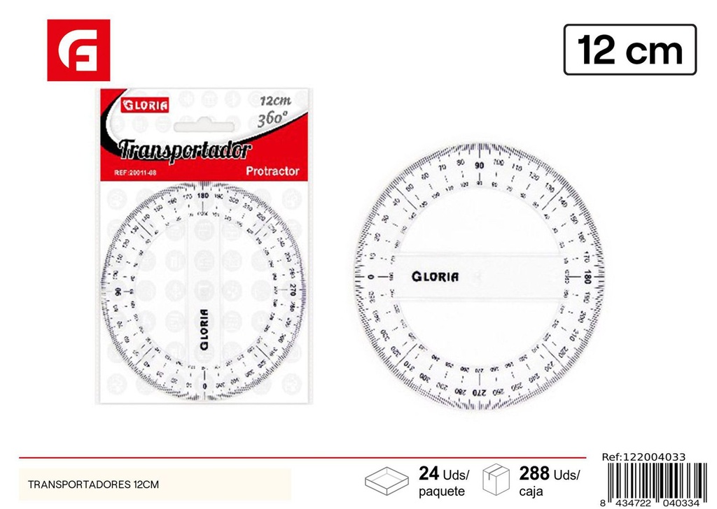 Transportador de 12 cm - Material escolar y herramientas de medición