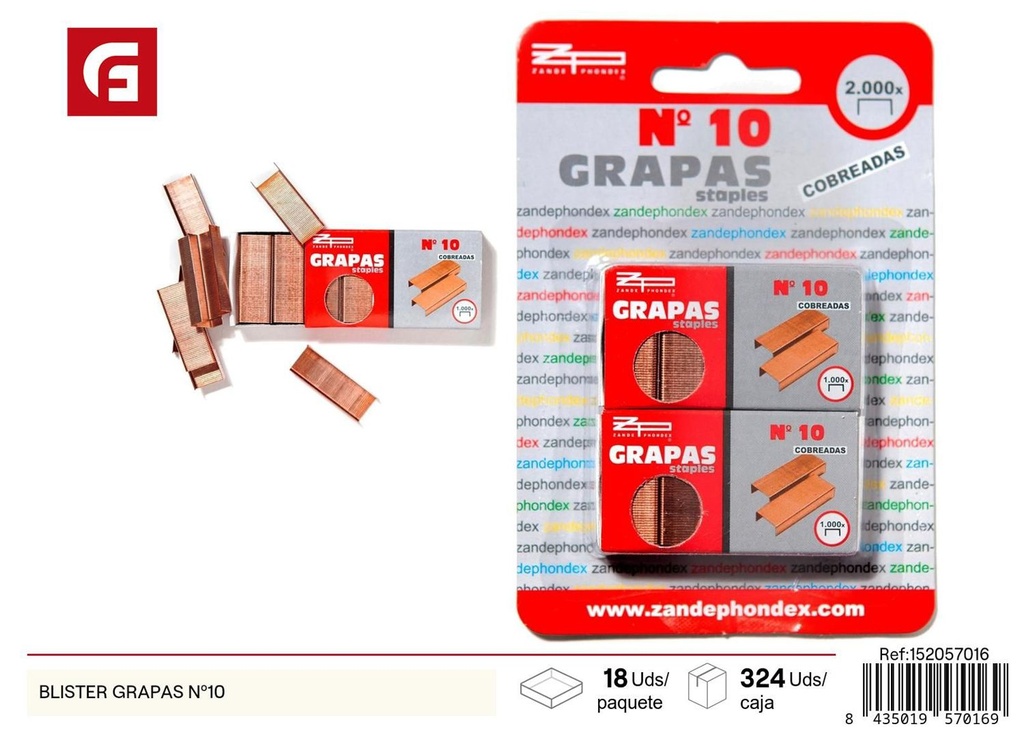 Blister de grapadoras Nº10 (10 unidades) - Suministros de oficina y grapas