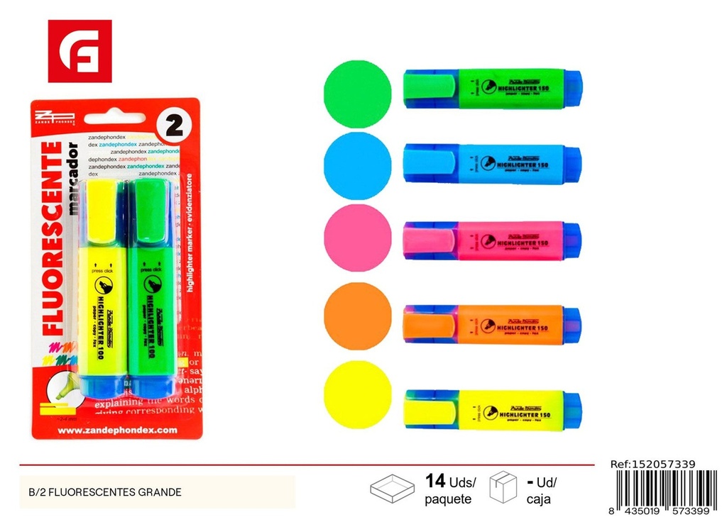 Subrayadores de colores fluorescentes 2 piezas - Material escolar y útiles