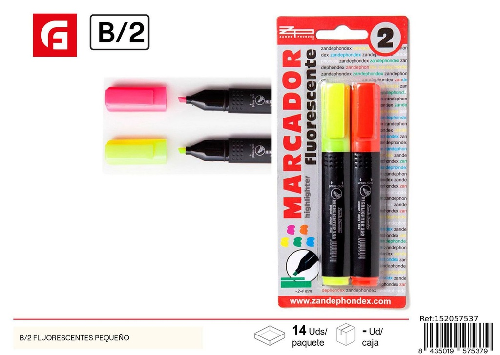 Marcadores fluorescentes pequeños B/2 - Material escolar
