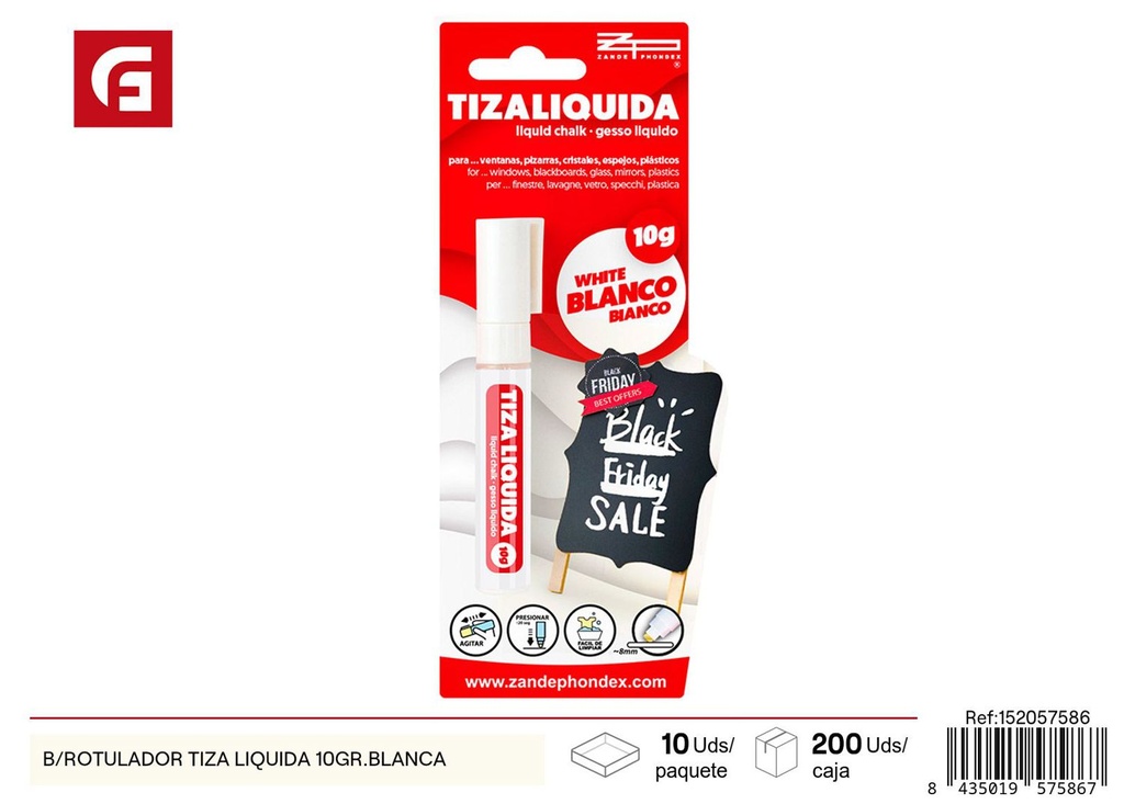 Ratulado tiza líquida blanca 10gr - Material escolar