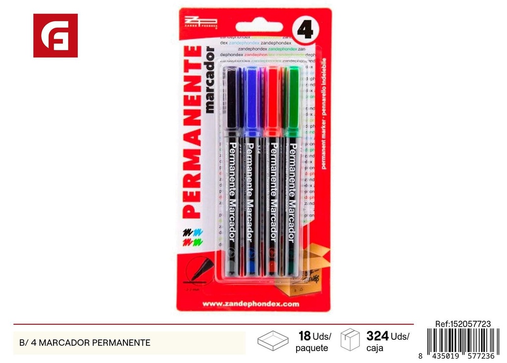 SET DE 4 MARCADORES PERMANENTES - Material escolar y de oficina