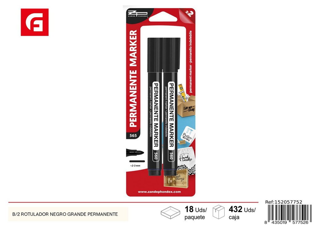 Ratualdor negro grande permanente B/2 - Material de oficina