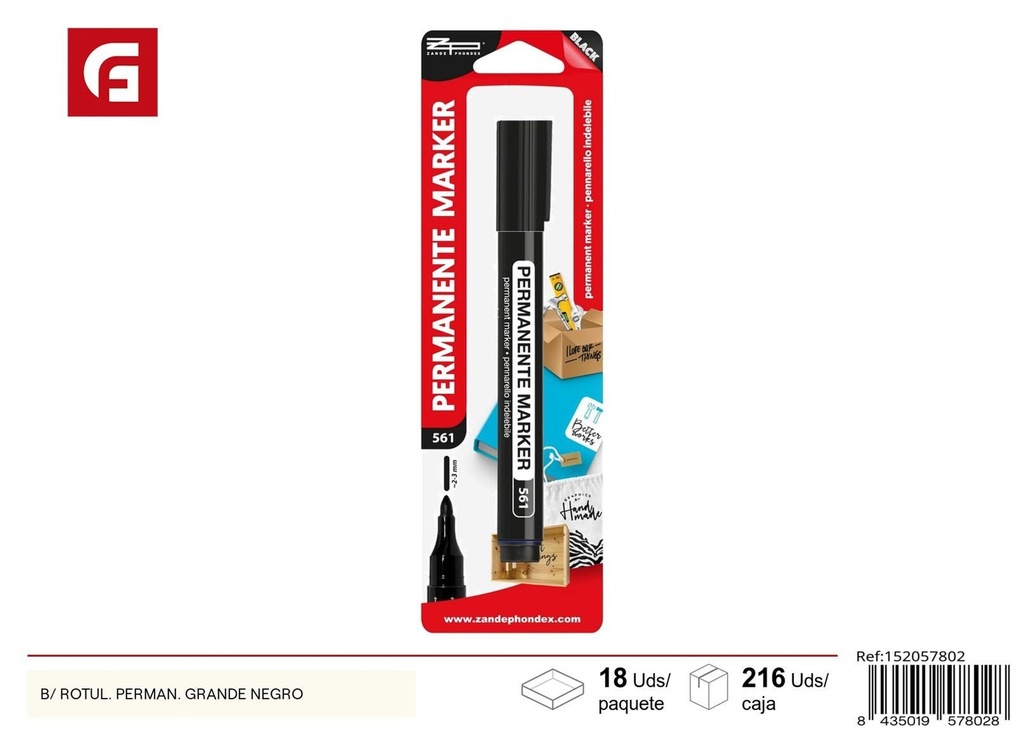 Rotulador permanente grande negro - Material escolar