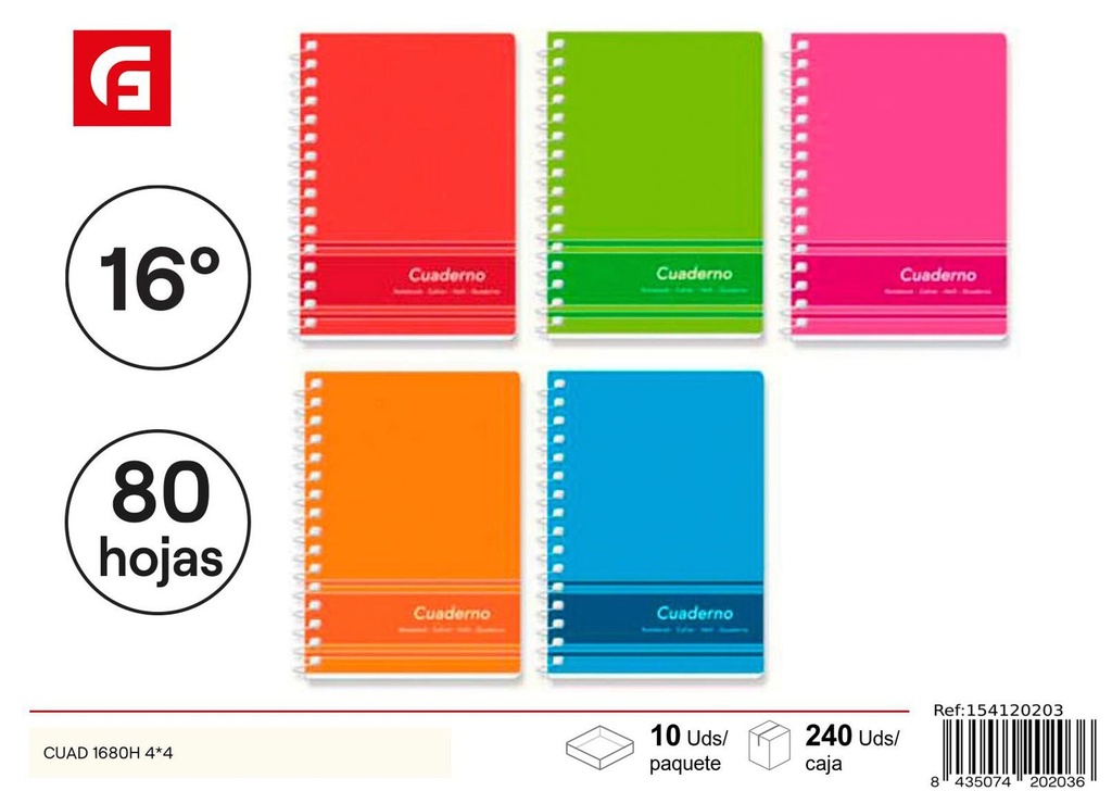 Cuaderno cuadrado 1680h 4*4 - Material escolar