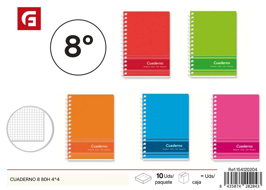 Cuaderno 8 80H 4*4 - Material escolar y cuadernos