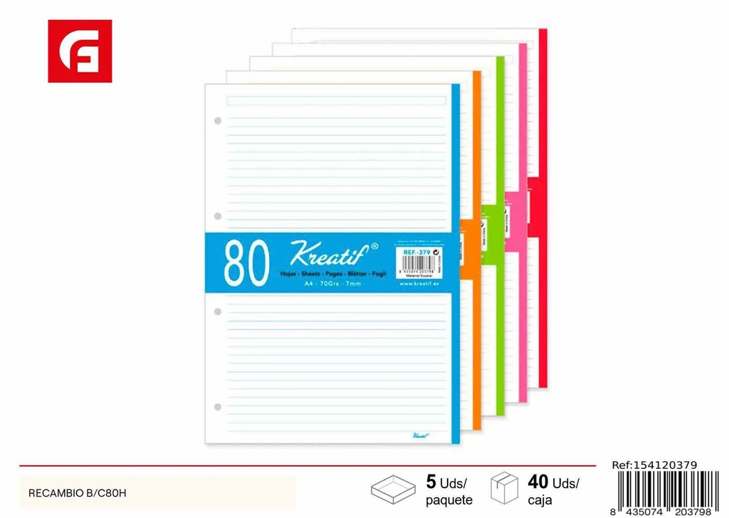 Papel de recambio B/C80H - Suministros de oficina