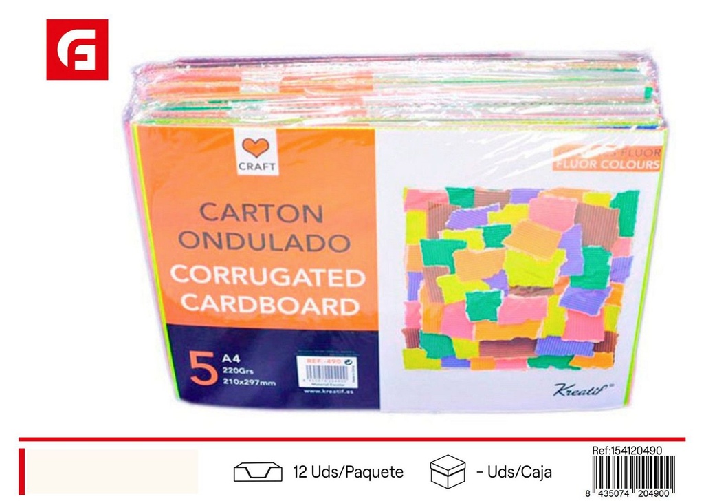 Pack 5 cartón ondulado para manualidades