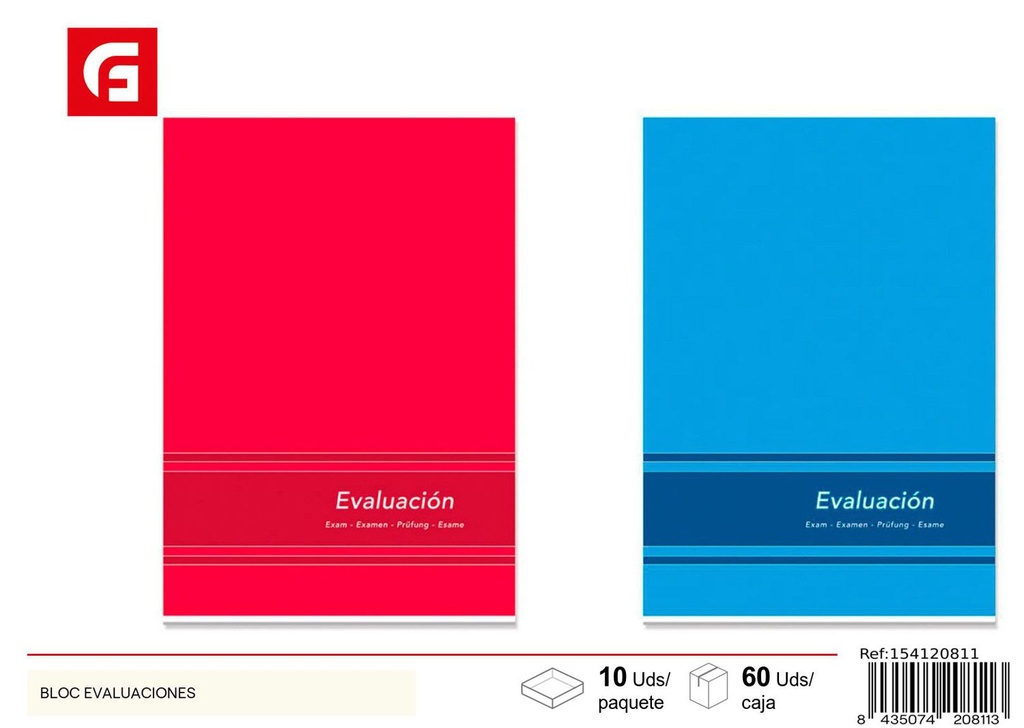 Bloque de evaluaciones - Material escolar