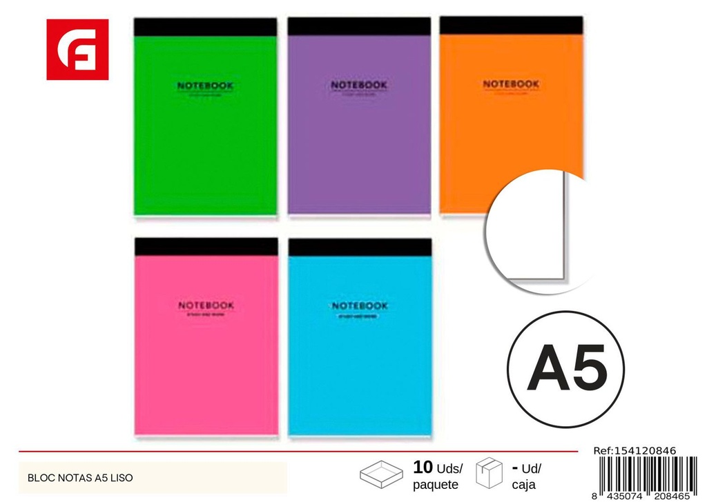 Bloque de notas A5 liso - Material escolar