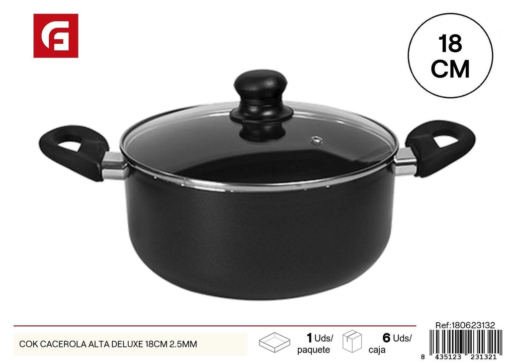 Cacerola alta deluxe 18cm 2.5mm antiadherente para cocina