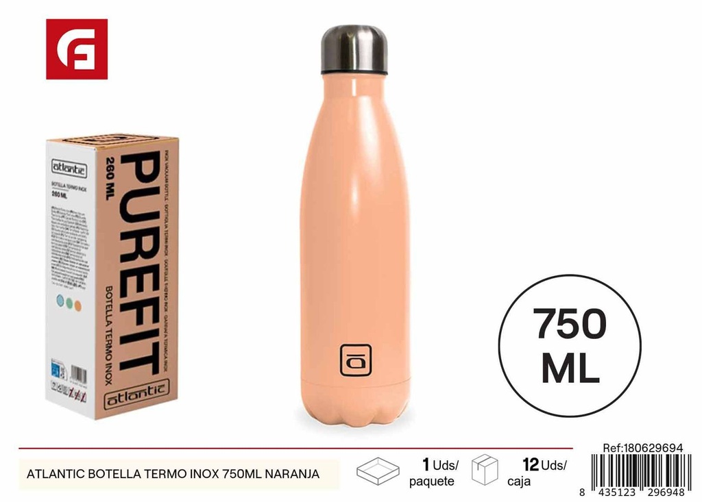 Botella termo de acero inoxidable Atlantic 750ml naranja