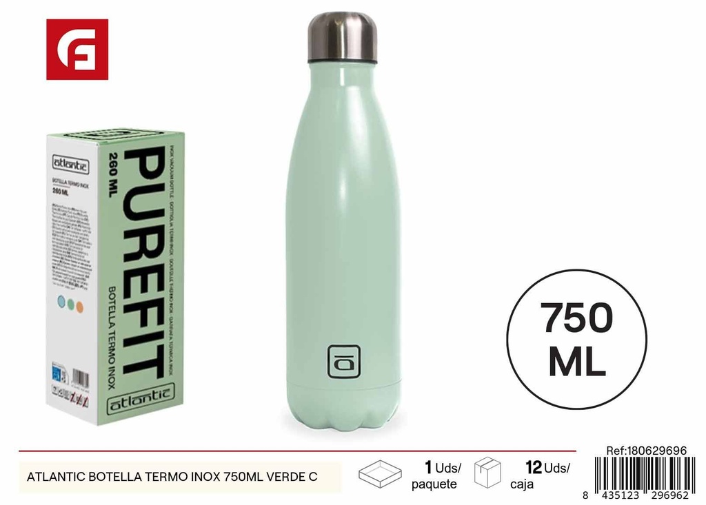 Botella termo inox ATLANTIC verde 750ml - Utensilios de cocina y termos
