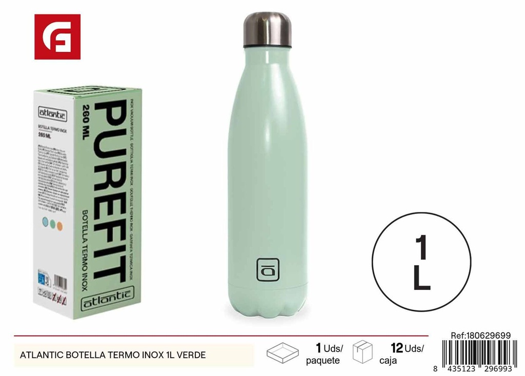 Botella termo inox 1L verde - Accesorios de cocina