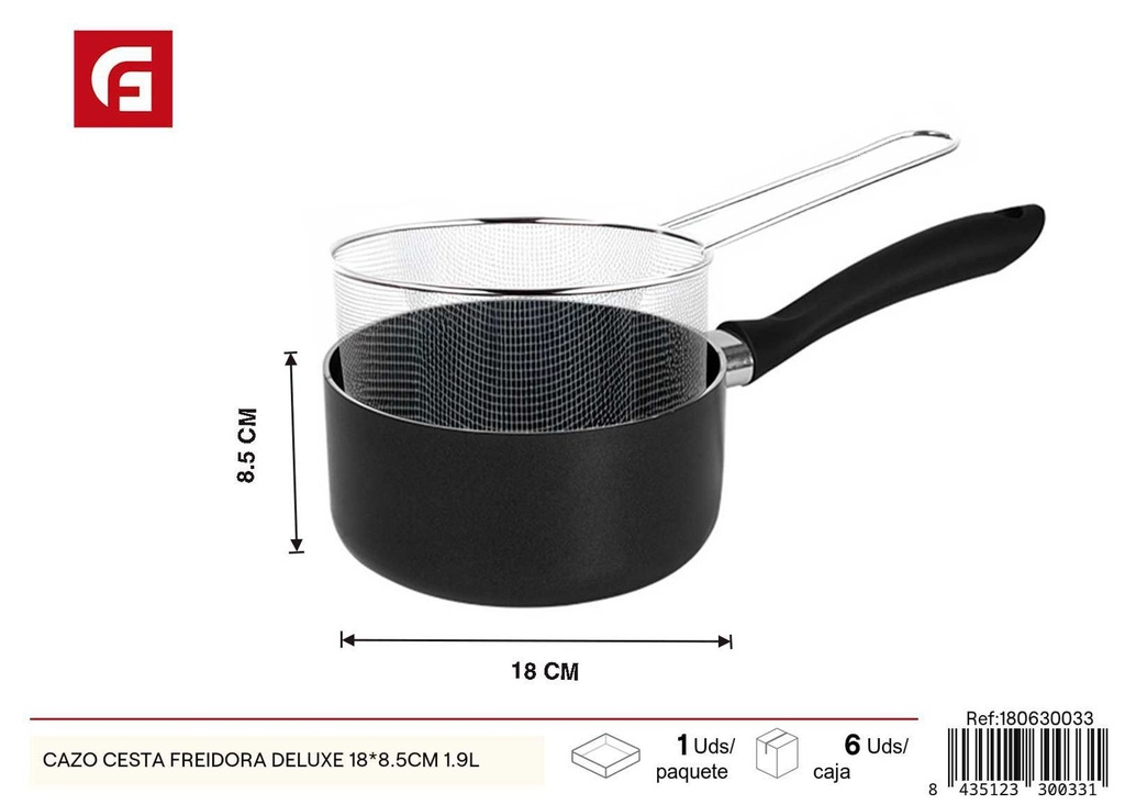 Cazo con cesta freidora Deluxe 18x8.5cm 1.9L para cocina