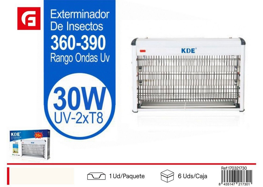 Exterminador de insectos 30W de aluminio para control de plagas