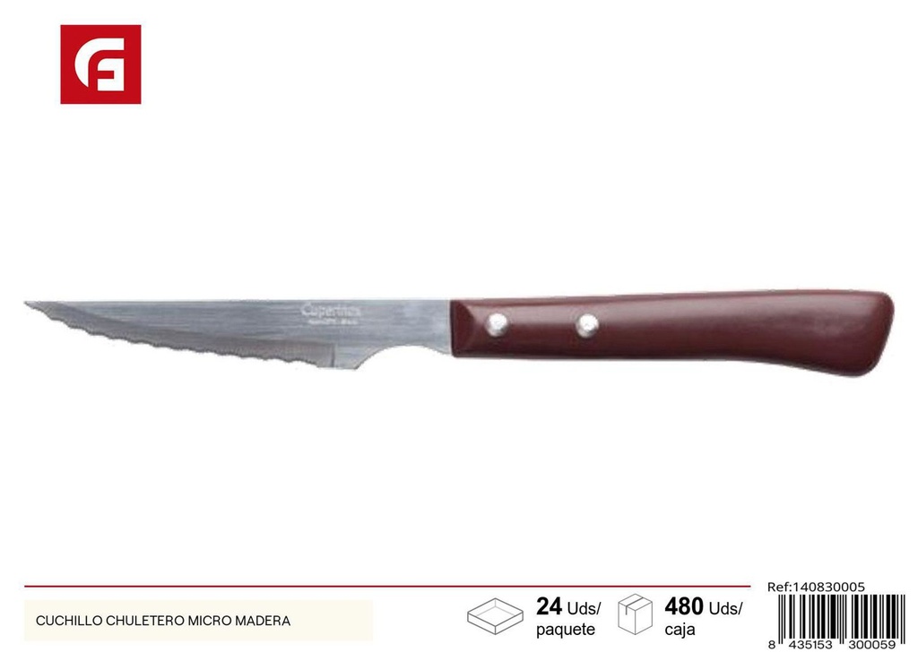 Cuchillo chuletérico micro madera - Utensilios de cocina