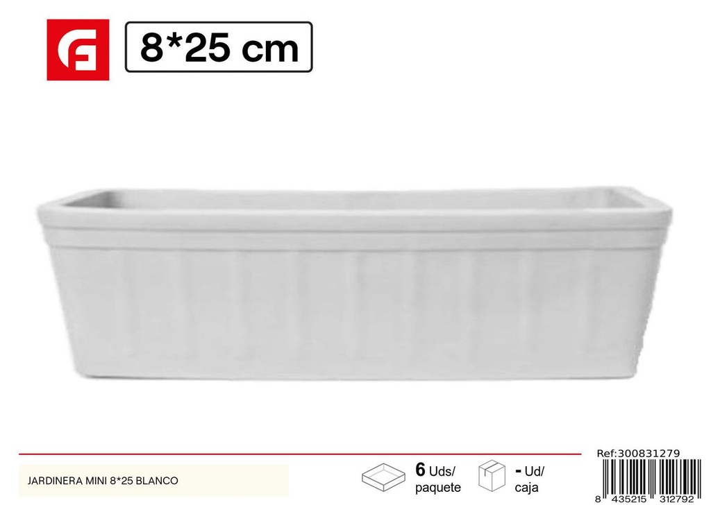 Jardinera mini 8*25 blanco - Novedad de jardín