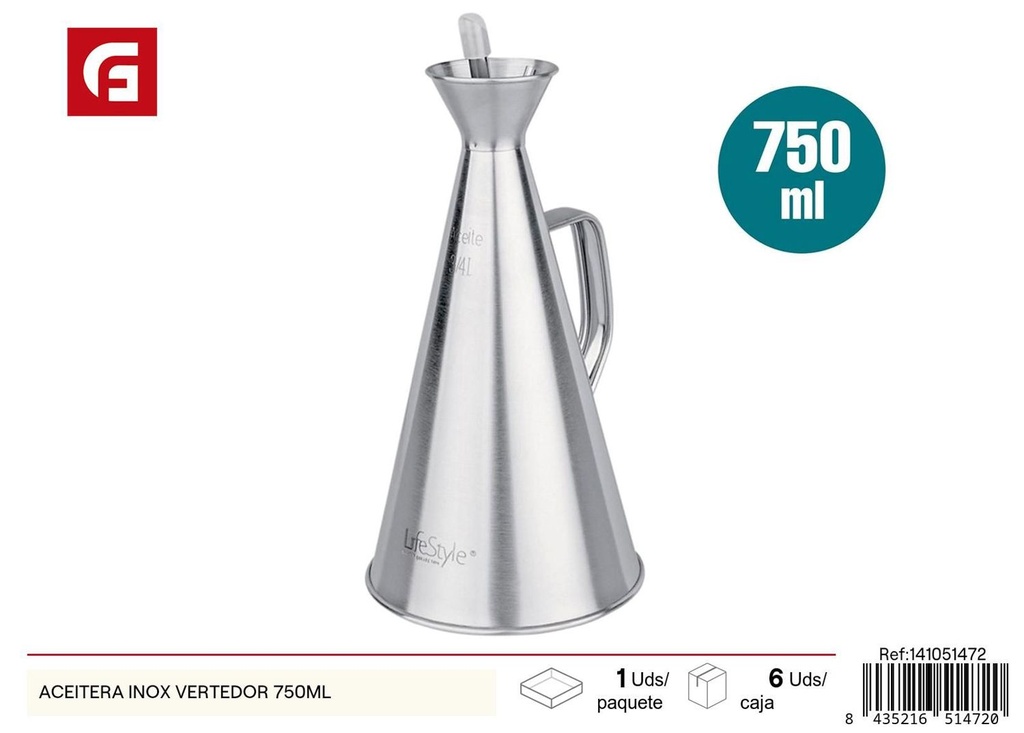 Aceitera inox con vertedor 750 ml - Utensilios de cocina